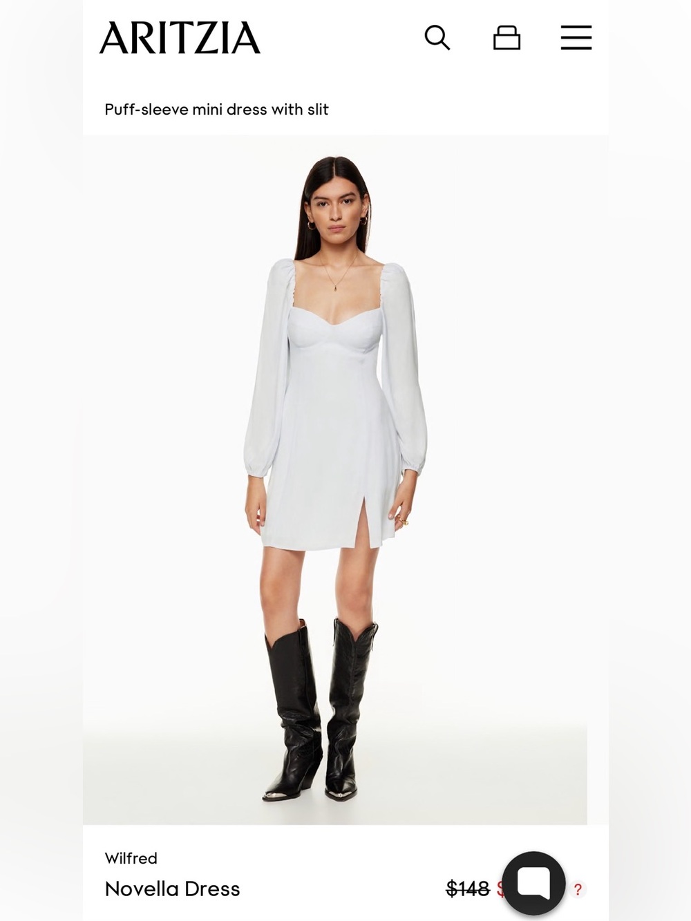 Aritzia Wilfred Novella White Long Sleeve Mini Dress